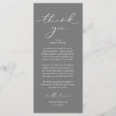 モダンな結婚式のディナー席札サンクスカード プログラム (正面)