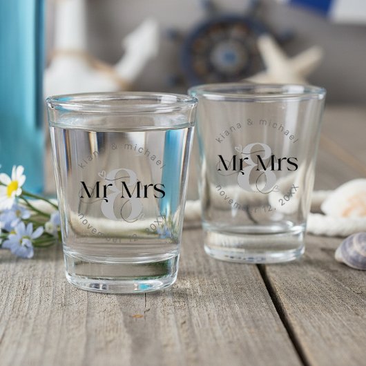 モダンな結婚式のデコレーション Mr & Mrs ID887 ショットグラス