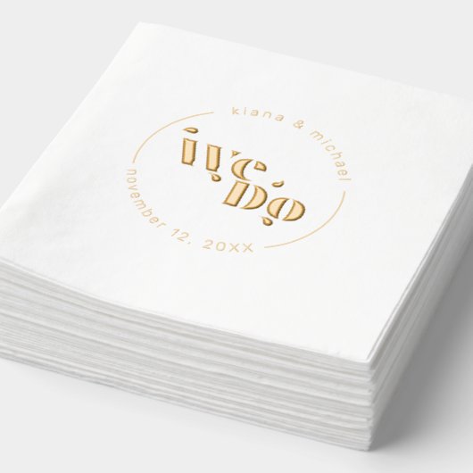 モダンな結婚式のデコレーションWe Do ID887 箔ナプキン (詳細)
