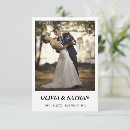 モダンな結婚式のフォトウェディングデザイン セーブザデート (スタンド正面)