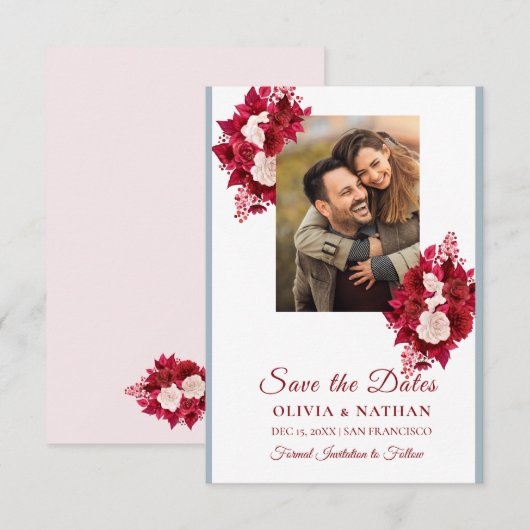 モダンな結婚式のフォトウェディングデザイン セーブザデート (正面/裏面)