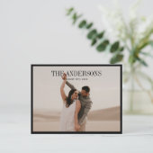 モダンな結婚式のフォトギフトのお礼 ポストカード (スタンド正面)