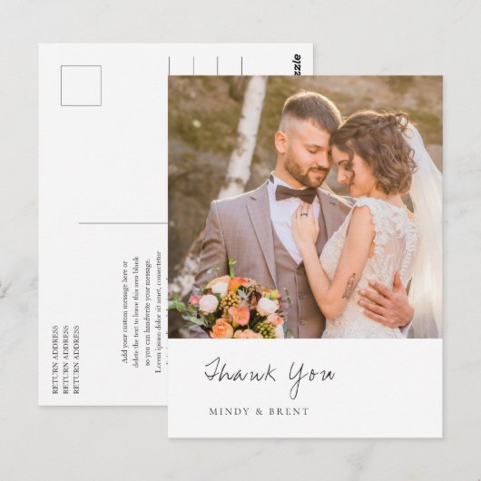 モダンな結婚式のフォトギフトのお礼 ポストカード (正面/裏面)