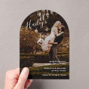 モダンな結婚式のフォト Save the Date アクリル招待状