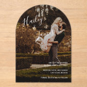 モダンな結婚式のフォト Save the Date アクリル招待状 (正面)
