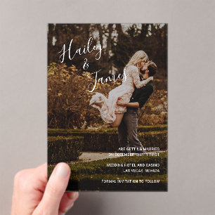 モダンな結婚式のフォト Save the Date アクリル招待状
