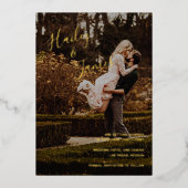 モダンな結婚式のフォト Save the Date 箔招待状 (正面)