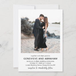 モダンな結婚式のブラック＆ホワイトQRコード写真 招待状