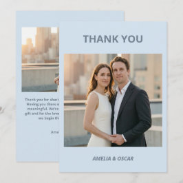 モダンな結婚式のブルーフォトギフト オーダーメイド サンキューカード