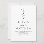 モダンな結婚式のペーパーアイテム シンプルな手書き風フォントとQRコード 招待状 (正面)