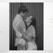 モダンな結婚式のミニマリストゴールドQRコード写真 三つ折り招待状 (内部中)