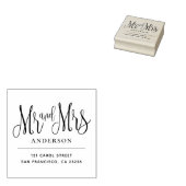 モダンな結婚式のミニマリスト様式のMr and Mrs. ラバースタンプ (押印)