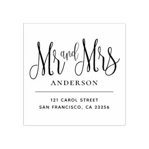 モダンな結婚式のミニマリスト様式のMr and Mrs. ラバースタンプ