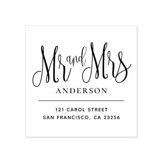 モダンな結婚式のミニマリスト様式のMr and Mrs. ラバースタンプ (インプリント)