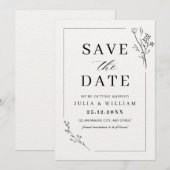 モダンな結婚式のミニマリスト・セーブ・ザ・デート フローラル 招待状 (正面/裏面)