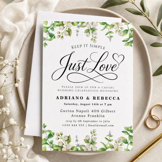 モダンな結婚式のミニマリスト Just Love 招待状