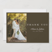 モダンな結婚式のメモの風景写真(茶色) サンキューカード (正面)