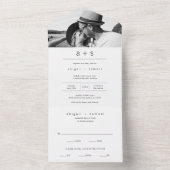 モダンな結婚式のモノグラム入りシンプルフォトアイテム オールインワン招待状 (内側)