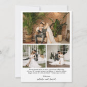 モダンな結婚式のモノグラム写真 サンキューカード (裏面)