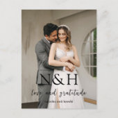 モダンな結婚式のモノグラム写真 ポストカード (正面)