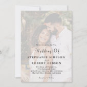 モダンな結婚式のモノグラム シンプルな写真オーバーレイ 招待状 (正面)