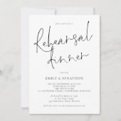 モダンな結婚式のリハーサルディナーと写真 招待状 (正面)