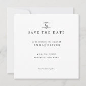 モダンな結婚式の予告状 ブラック&ホワイト セーブザデート (正面)