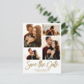 モダンな結婚式の事前案内状 4枚の写真コラージュ ポストカード (スタンド正面)