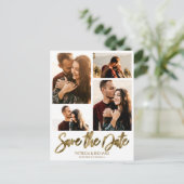 モダンな結婚式の事前案内状 4枚の写真コラージュ ポストカード (スタンド正面)