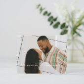 モダンな結婚式の事前案内QRコード付写真 ポストカード (スタンド正面)
