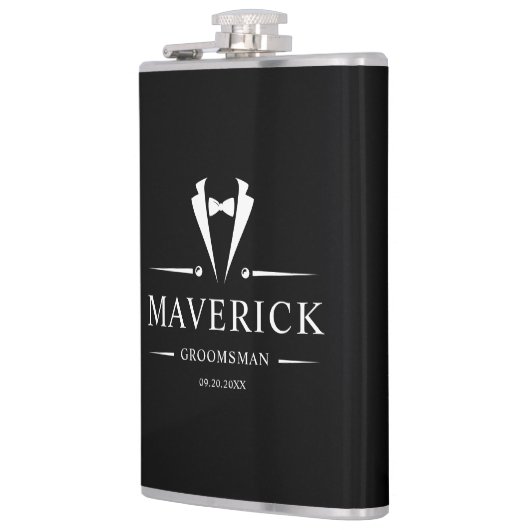 モダンな結婚式の仲人ギフト クラシックなブラックのウェディングギフト フラスク (左)