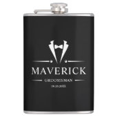 モダンな結婚式の仲人ギフト クラシックなブラックのウェディングギフト フラスク (正面)