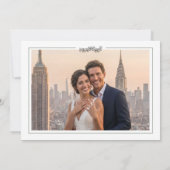 モダンな結婚式の伝統的なフォーマルな黒白写真 セーブザデート (裏面)