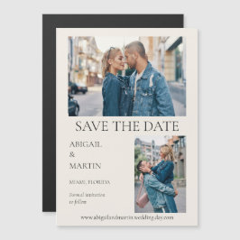 モダンな結婚式の保存日タンブラウン2枚の写真保存日 マグネット招待状