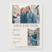 モダンな結婚式の保存日タンブラウン2枚の写真保存日 マグネット招待状 (正面)