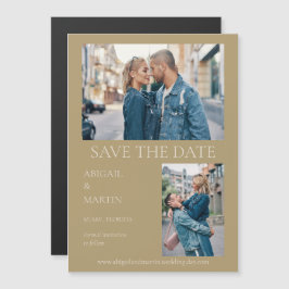 モダンな結婚式の保存日 ゴールド 写真付き保存日  マグネット招待状