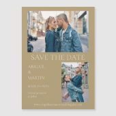 モダンな結婚式の保存日 ゴールド 写真付き保存日 マグネット招待状 (正面)