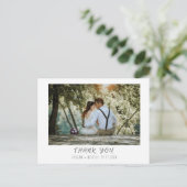 モダンな結婚式の写真にお礼を ポストカード (スタンド正面)