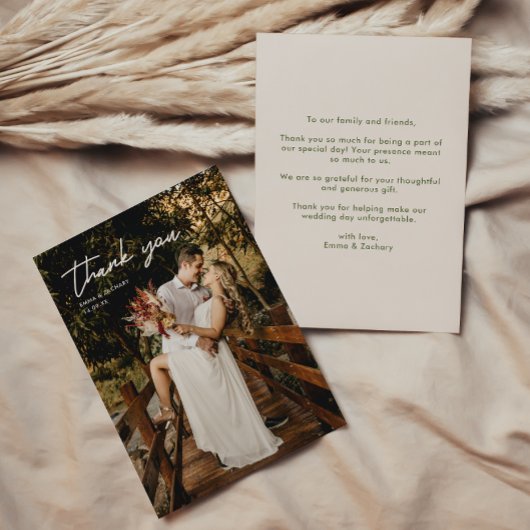 モダンな結婚式の写真の御礼カード サンキューカード