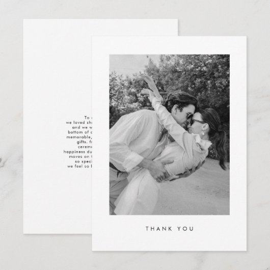 モダンな結婚式の写真の御礼カード サンキューカード (正面/裏面)