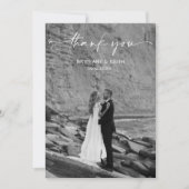 モダンな結婚式の写真の御礼カード シンプルスクリプト サンキューカード (正面)