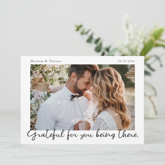 モダンな結婚式の写真の感謝カード スクリプト サンキューカード (スタンド正面)