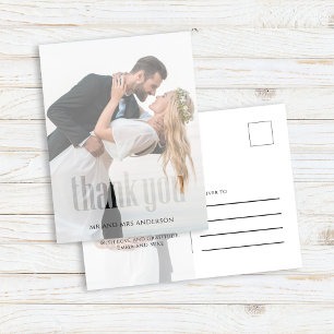 モダンな結婚式の写真の感謝カード ポストカード