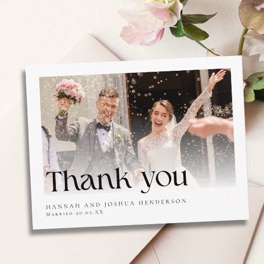 モダンな結婚式の写真の感謝状 ポストカード