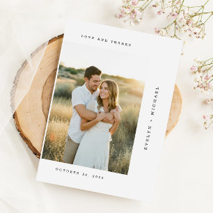 モダンな結婚式の写真をモチーフにしたエレガントなスクリプト サンキューカード