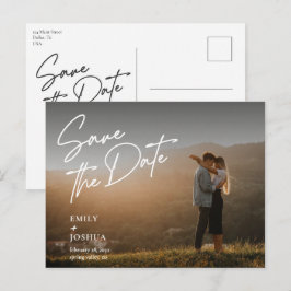 モダンな結婚式の写真を使ったミニマルなSave the Date ポストカード