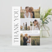 モダンな結婚式の写真コラージュ サンキューカード