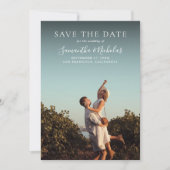 モダンな結婚式の写真付き日程お知らせカード セーブザデート (正面)