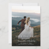 モダンな結婚式の写真付き日程お知らせカード セーブザデート (正面)
