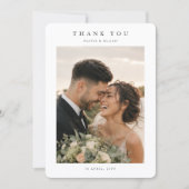 モダンな結婚式の写真入りお礼カード(メッセージ欄あり) サンキューカード (正面)